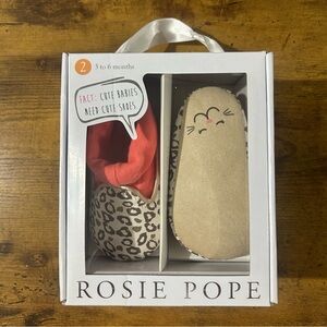 Rosie Pope Kids Playful Leopard Print Infant Crib Shoes NEW 2 3-6M